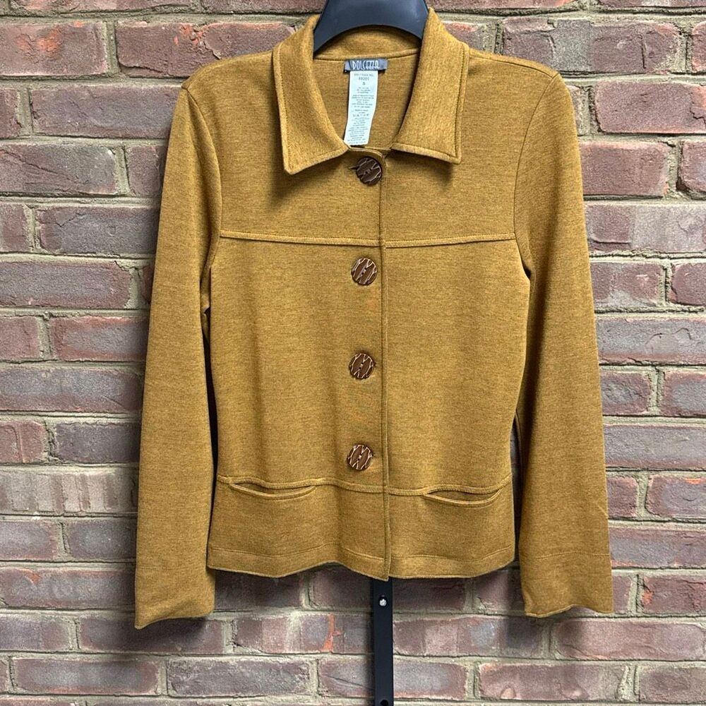 Dolcezza Womens Mustard Button Front Jacket Size … - image 2